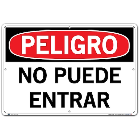 Vestil Aluminum Sign, 12-1/2" Height, 18-1/2" Width, Aluminum, Rectangle, Spanish SI-D-05-D-AL-063-S